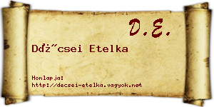Décsei Etelka névjegykártya